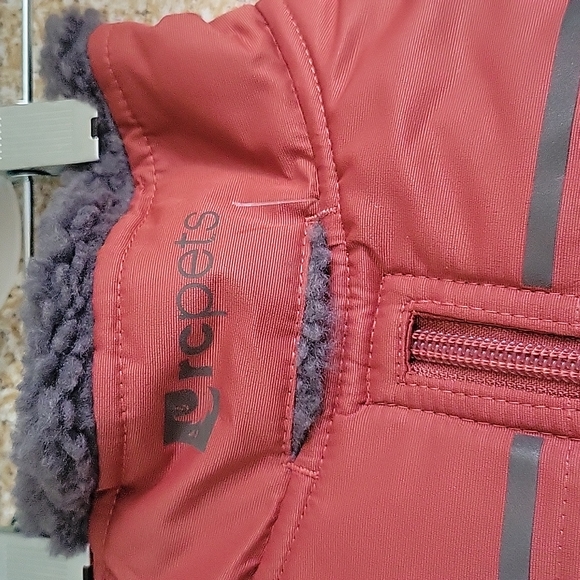 rcpets District Parka coat burnt orange size 14" velcro fasteners  faux fur coll - Picture 2 of 7